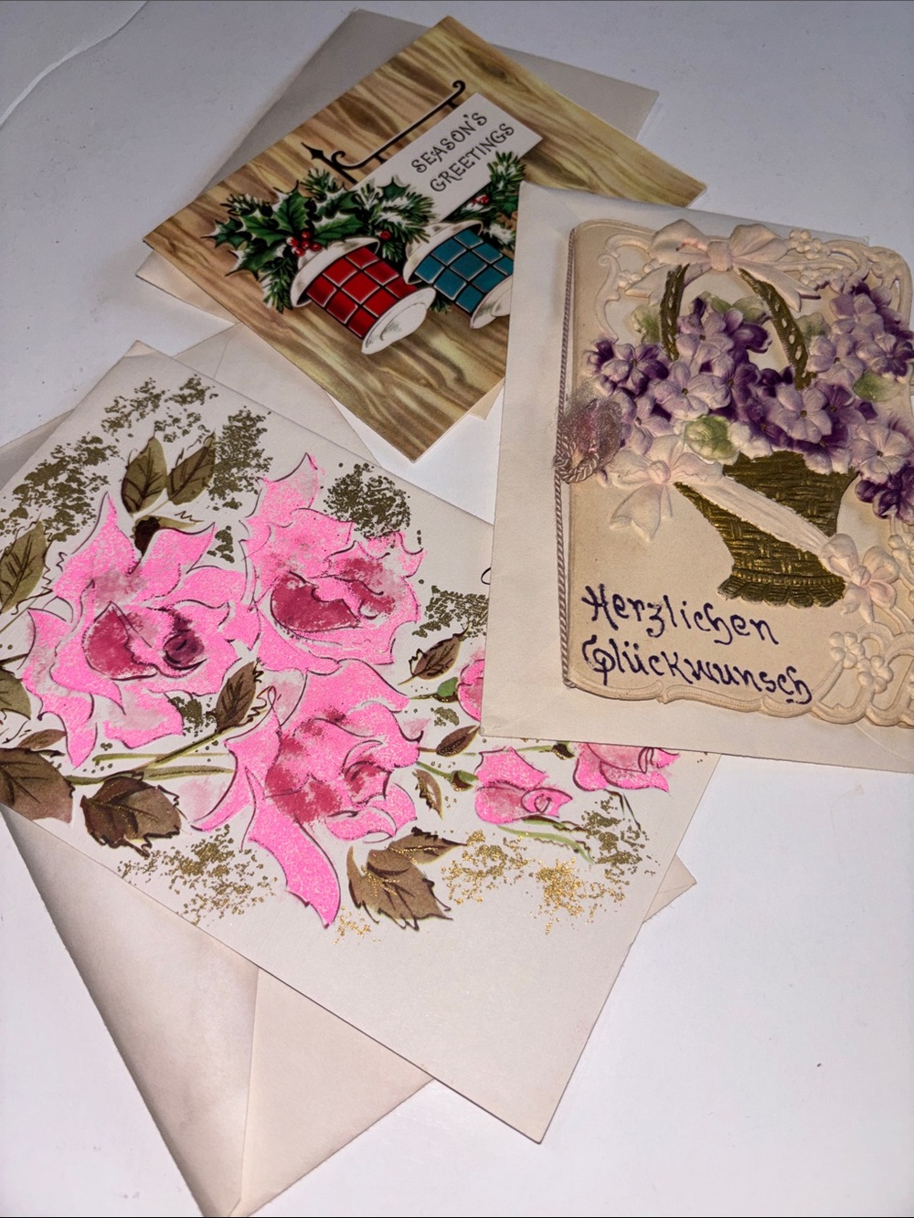 Vintage Floral Greeting Card Lot Vintage Ephemera Junk Journal Antique Cards